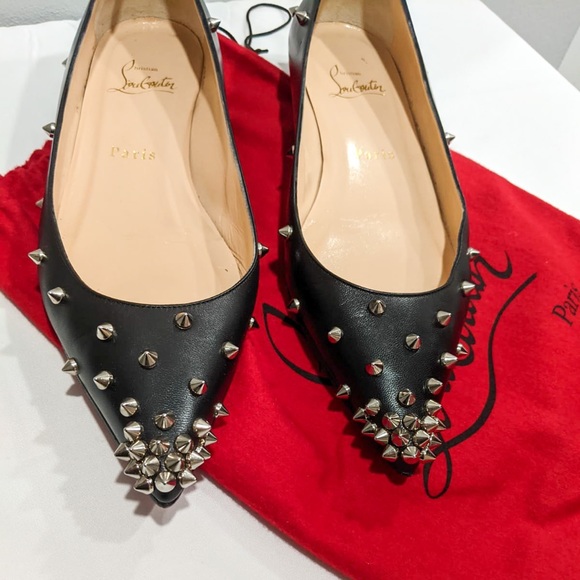 louboutin / studded pointed toe flats - Picture 3 of 9